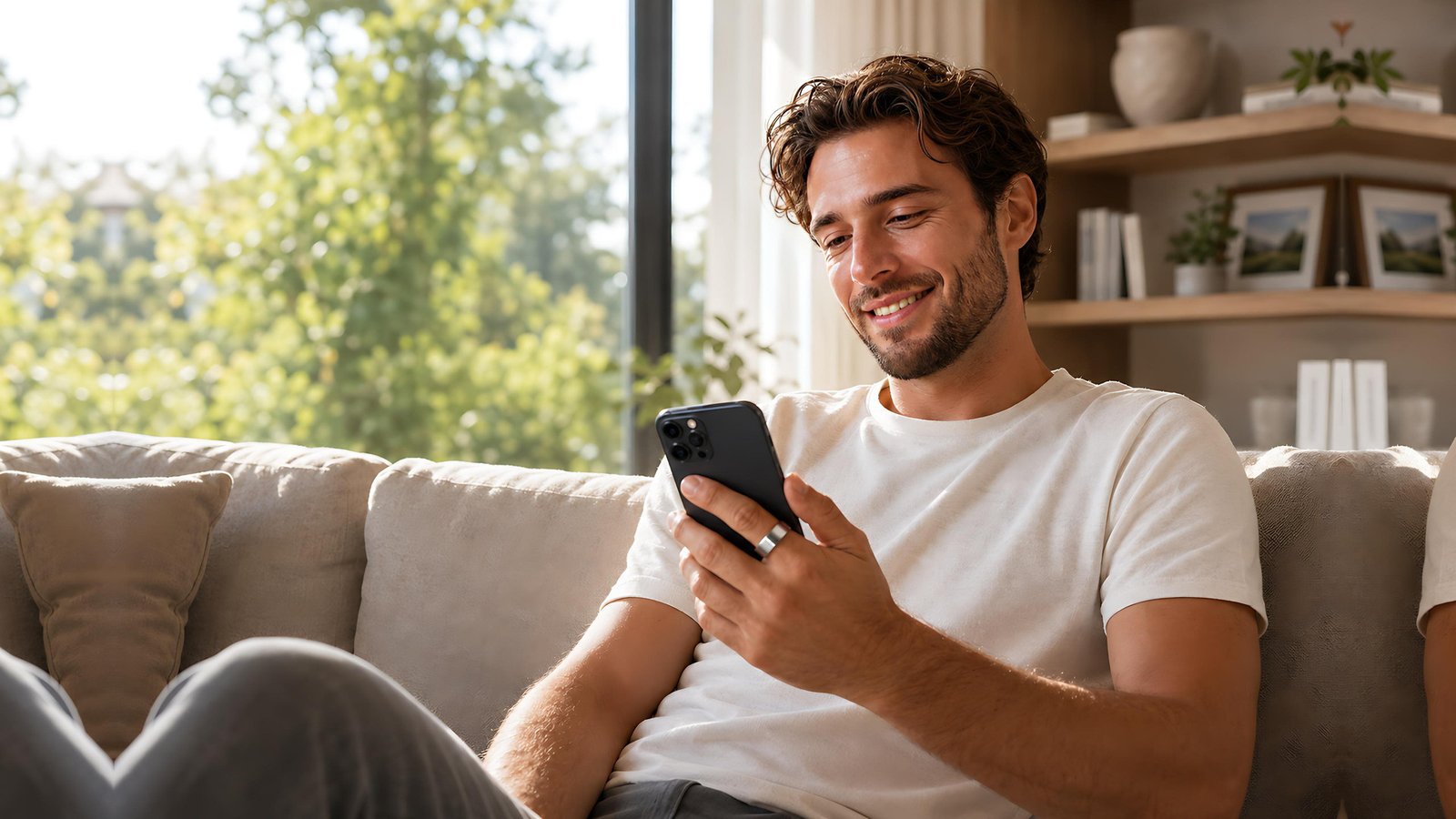 Man checking Vanberray Well 1 app at home